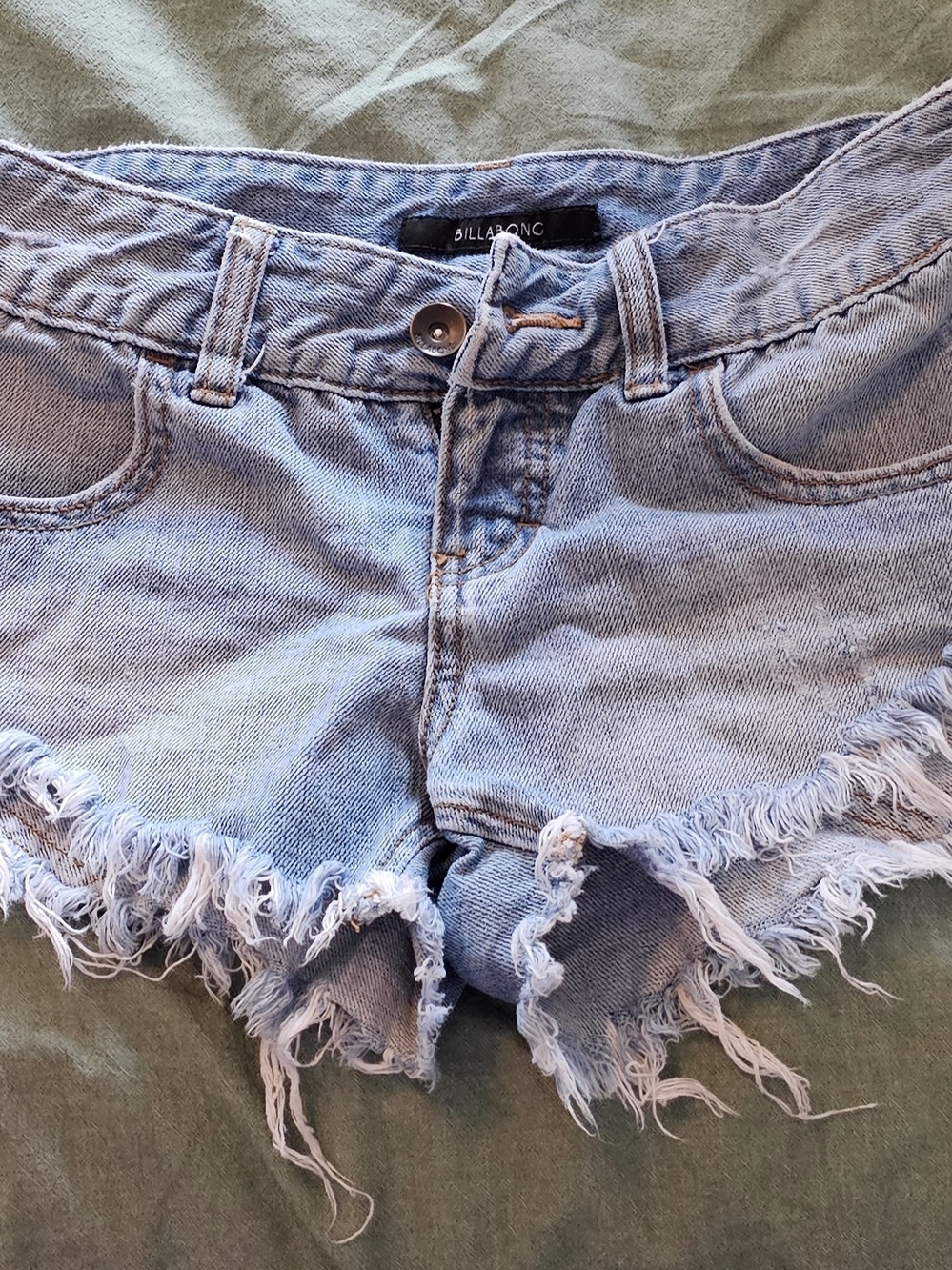 Billabong Light Blue Frayed Hem Denim Shorts